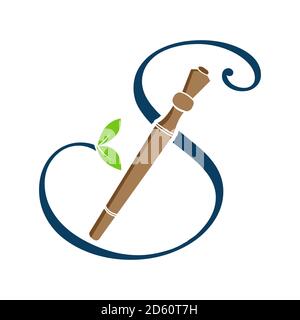 nature pharmacy herbal medicine logo graphic with an icon that consist of mortar and leaf Stock Vector