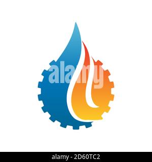 Stylish Gear Drop Oil and Gas Logo vector illustrations Stock Vector