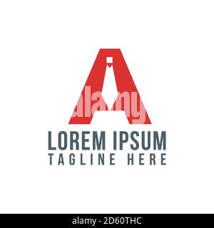 custom letter A logo that combined with tie on the letter modern style for business symbol Stock Vector