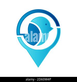 silhouette of blue bird logo vector design template Birds flying logo Vector illustration Stock Vector
