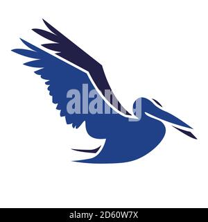 silhouette of pelican bird logo vector design template Birds flying logo Vector illustration Stock Vector
