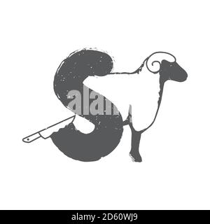 combination of letter S sheep logo design vector illustration isolated on white background Stock Vector