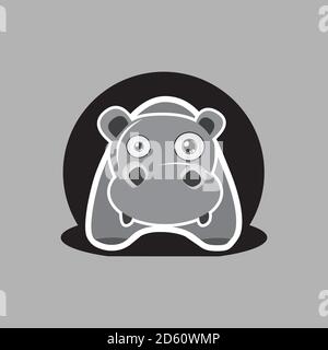 mascot character modern cute hippo Logo Design vector element illustration Stock Vector