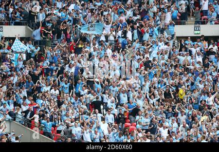 Coventry City fans celebrate their side's second goal Stock Photo