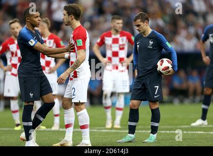 France's Antoine Griezmann waits to take the penalty during the FIFA World Cup 2018 final at the Luzhniki Stadium in Moscow, 15th July 2018 Stock Photo