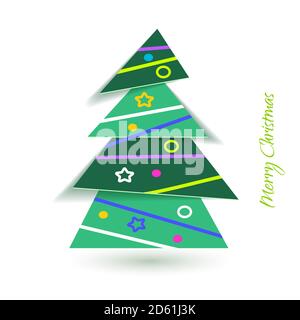 Simple vector christmas tree, Design elements for holiday cards. Can be used for greeting card, invitation, banner, web design. Stock Vector