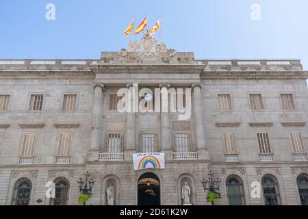 Barcelona, Catalonia, Spain - October 3, 2020: City hall of Barcelona , The capital and largest city of the autonomous community of Catalonia,and the Stock Photo