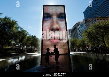 The crown fountain in Millennium Park, Chicago Stock Photo