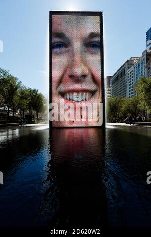 The crown fountain in Millennium Park, Chicago Stock Photo