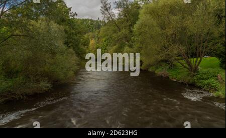 Malse river near Plav village in cloudy autumn color day Stock Photo