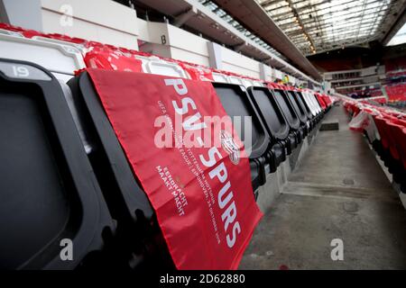 A general view of a flag on a seat at the Philips Stadion ahead of kick-off Stock Photo