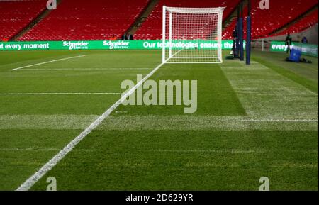 NFL paint and logos still clearly visible on the pitch ahead of the Premier  League match at Wembley Stadium, London. Picture date: 29th October 2018.  Picture credit should read: Craig Mercer/Sportimage via