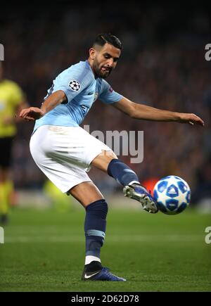 Manchester City's Riyad Mahrez scores his side's fifth goal of the game Stock Photo