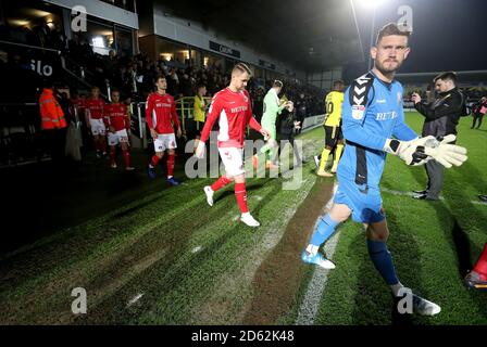 Charlton Athletic goalkeeper Jed Steer walks out before kick-off Stock Photo