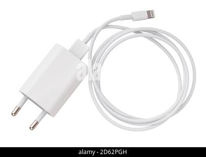 smartphone charger path isolated on white Stock Photo