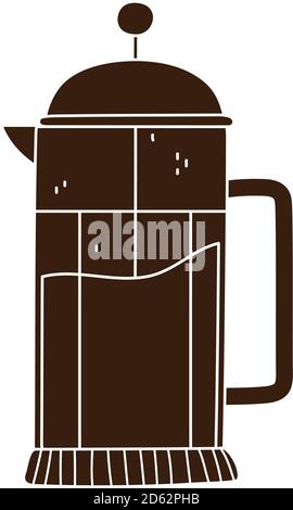 coffee french press maker beverage fresh isolated icon style vector illustration silhouette icon style Stock Vector