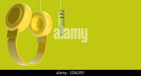 Mini Jack Plug on the yellow Stock Photo