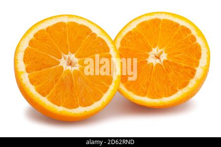 sliced orange fruit path isolated on white Stock Photo