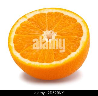 sliced orange fruit path isolated on white Stock Photo