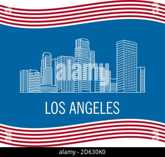 Landscape on the city flat los angeles.Isolated on white background. Stock Vector