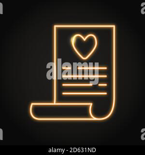 Wish list icon in neon line style Stock Vector