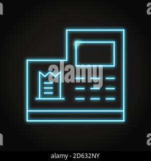 Cash register icon in neon line style Stock Vector