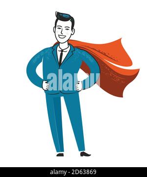 Businessman superhero. Business success vector illustration in flat style Stock Vector