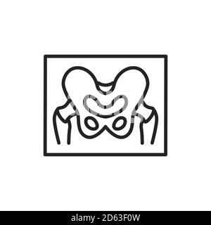 X-ray screening pelvis black line icon. Isolated vector element.  Stock Vector