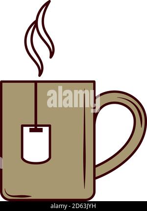 Tea teapot hot beverage fresh line and fill Vector Image