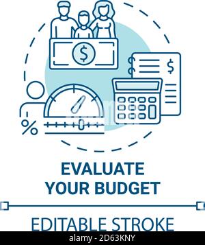 Evaluate budget concept icon Stock Vector