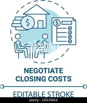 Negotiate closing costs concept icon Stock Vector