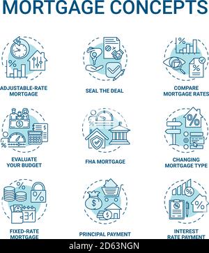 Mortgage concept icons set Stock Vector