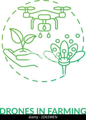 Drones in farming concept icon Stock Vector