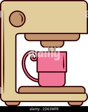 espresso machine drink fresh beverage line and fill vector illustration Stock Vector