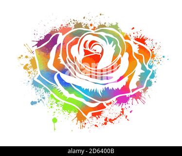A multi-colored rose. T-shirt print. Vector illustration Stock Vector
