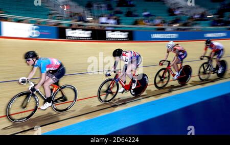Great Britain's Katie Archibald (centre) during the Women's 7.5km Scratch Race Stock Photo
