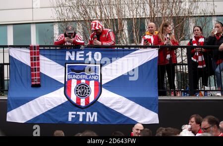 Sunderland fans make their way to Wembley Stadium before the match Stock Photo