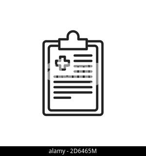 Medical clipboard black line icon. Patient card. Isolated vector element.  Stock Vector