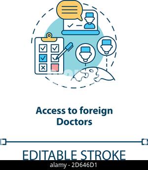 Access to foreign doctors concept icon Stock Vector