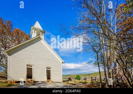 Cades Cove Methodist Church is pictured at Great Smoky Mountains National Park, Nov. 2, 2017, in Townsend, Tennessee. Stock Photo
