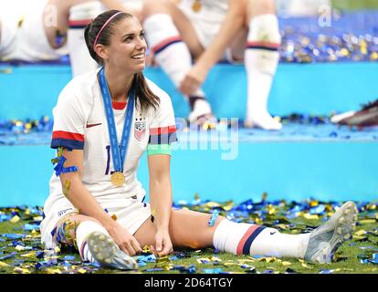 USA's Alex Morgan celebrates after the final whistle Stock Photo