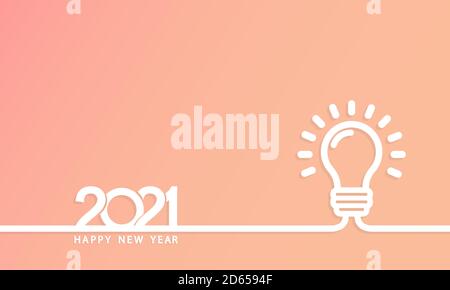 2021 new year creativity light bulb inspiration ideas. Creative light bulb idea with 2021 new year design. Vector EPS 10. Illustration Stock Vector