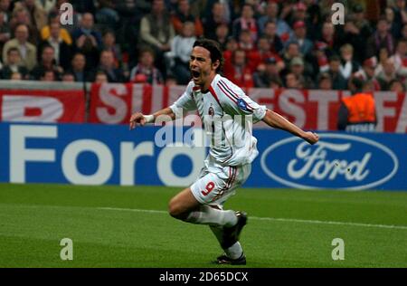 Ac Milan's Filippo Inzaghi celebrates his goal Stock Photo