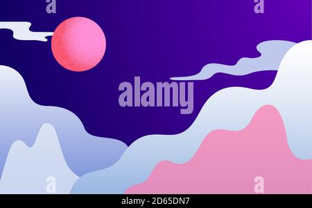 Abstract wavy vector background with winter landscape Stock Vector