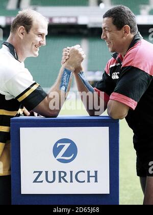 Lawrence Dallaglio, London Wasps and Abdul Benazzi, Saracens prepare to do battle on the opening weekend of the Zurich Premiership Stock Photo