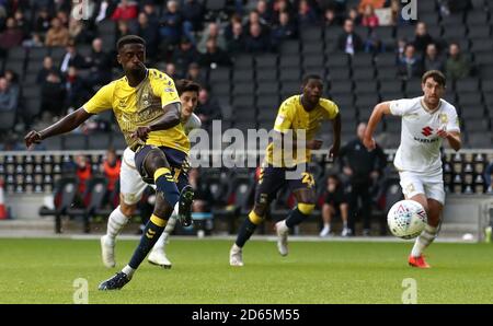 Coventry City's Jordy Hiwula has a penalty saved Stock Photo