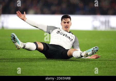 Derby County's Tom Lawrence reacts Stock Photo