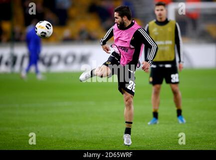 Wolverhampton Wanderers' Joao Moutinho during the pre-match warm up prior to the beginning of the match Stock Photo