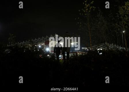 Fans make their way to the bet365 Stadium before the game. Stock Photo