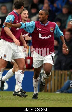 West Ham United's Jermain Defoe celebrates scoring their opening goal Stock Photo